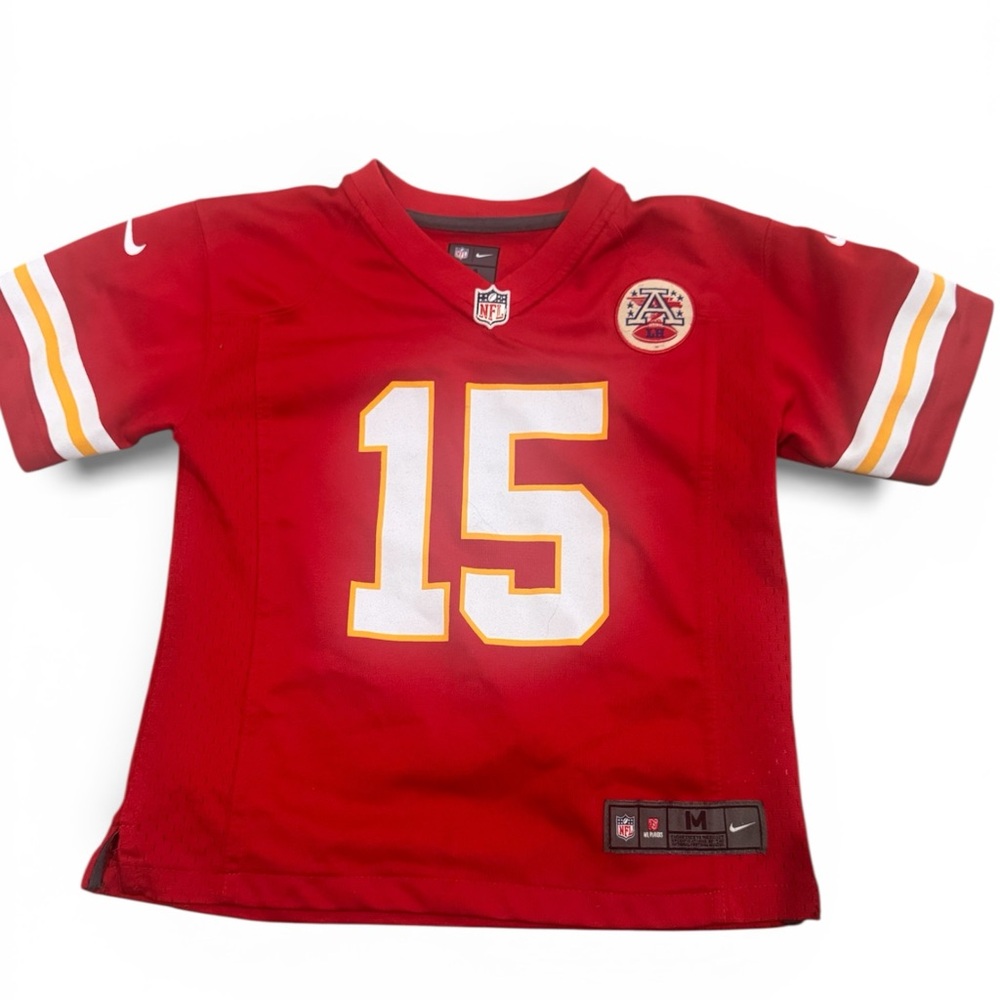 Nike Kids Red #15 Football Jersey with White and Yellow Accents